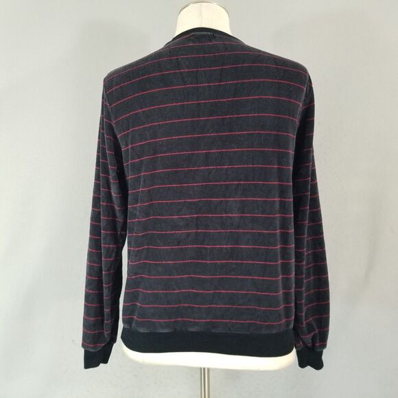 Macy's Men's Store velour sweater men's medium black long sleeve vintage 1980s - Picture 7 of 11